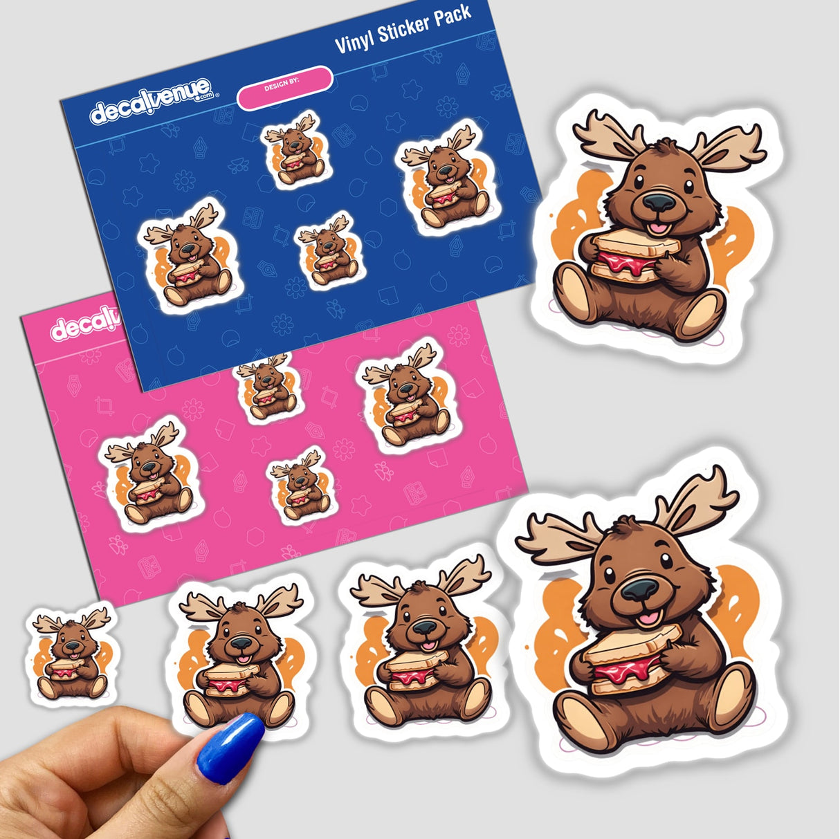 Cute moose eating a pbj sandwich