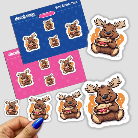 Cute moose eating a pbj sandwich