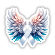 White Awareness Ribbon with Wings: A stylized sketch depicting a flowing ribbon with elegant wings, available as stickers or digital artwork from Decal Venue's unique collection.