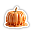 Pumpkin Dripping Candle Wax sticker or digital artwork shows a pumpkin covered in melted caramel-like wax, embodying Decal Venue's unique blend of Halloween-themed creativity.