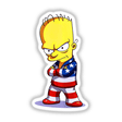 Cartoon character titled A Funny Guy With An American Flag Outfit, featuring a crossed-arm pose, available as stickers or digital artwork.
