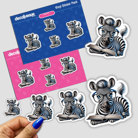 Zebra With Reading Glasses Open Book