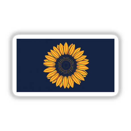 Sunflower-themed sticker or digital artwork featuring a vibrant sunflower design, embodying Decal Venue's unique style in vinyl stickers and digital art.