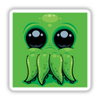 Cutethulhu Cute Cthulhu Face cartoon features a green square character with black eyes and a mustache, available as unique stickers or digital artwork.