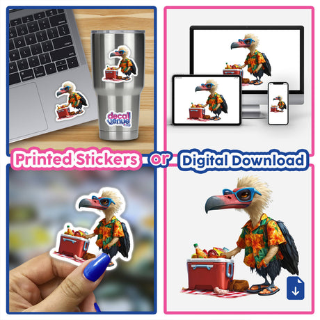 Vulture Bird in Hawaiian Shirt on Beach