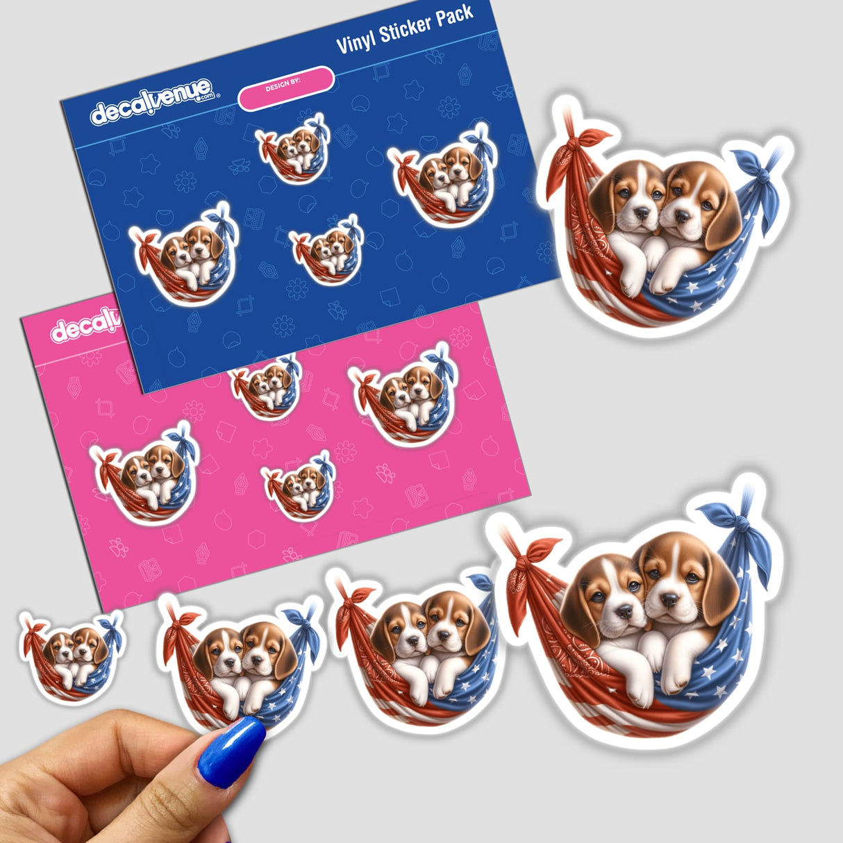 Beagle Dogs in American Flag Bandana Hammock