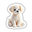 Marshmallow Dog plush toy, available as stickers or digital artwork, features a cute, white, stuffed animal design, capturing the essence of Decal Venue's unique sticker and digital art collection.