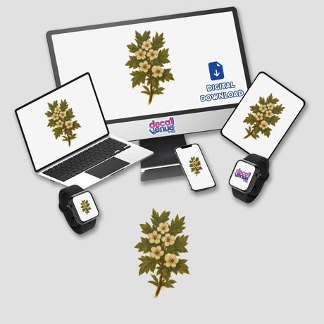 Missouri State Flower Sticker or Clipart featuring a detailed Hawthorn Blossom design, available as a sticker or digital artwork with commercial rights, showcasing Decal Venue's unique artistic flair.