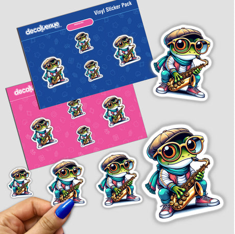 Hipster Frog Jazzing it Up with Saxophone