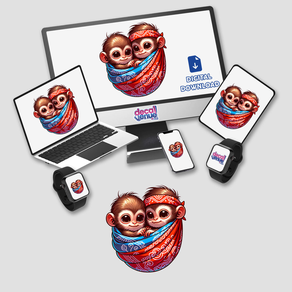 Cute Monkeys Wrapped Up in a Bandana