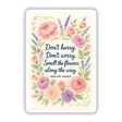 Smell the Flowers Quote Sticker or Clipart with Commercial Rights - Walter Hagen Floral Design featuring watercolor flowers and text, emphasizing a floral motif. Ideal for stickers or digital art.