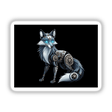 Steampunk Fox with Glowing Eyes and Gear Accents: A digital art piece featuring a cartoon fox integrated with intricate gears, available as a unique sticker or digital artwork from Decal Venue.