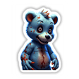 Macabre Scary Bear cartoon character with red splatters, available as stickers or digital artwork, showcasing unique and edgy design elements from Decal Venue's collection.