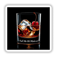 Call Me Old Fashioned Drink: A glass with ice, a cherry, and whiskey, available as stickers or digital artwork, capturing the essence of a classic cocktail for Decal Venue's unique collection.