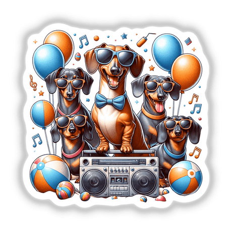 Dachshund Dog Beach Party Sunglasses Boombox
