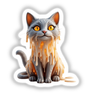 Cat Dripping Candle Wax: A stylized representation of a cat with melted eyes in digital art form, available as stickers or digital artwork, highlighting its unique and artistic design.