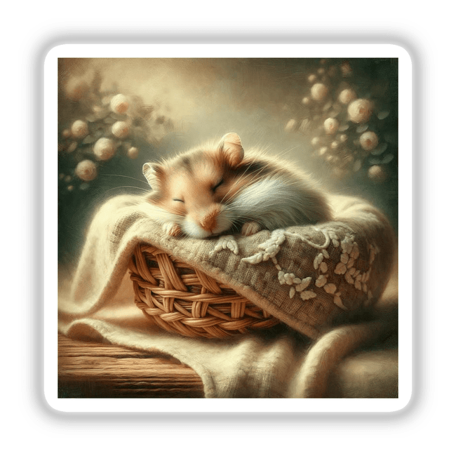 Hamster Sleeping in Woven Basket