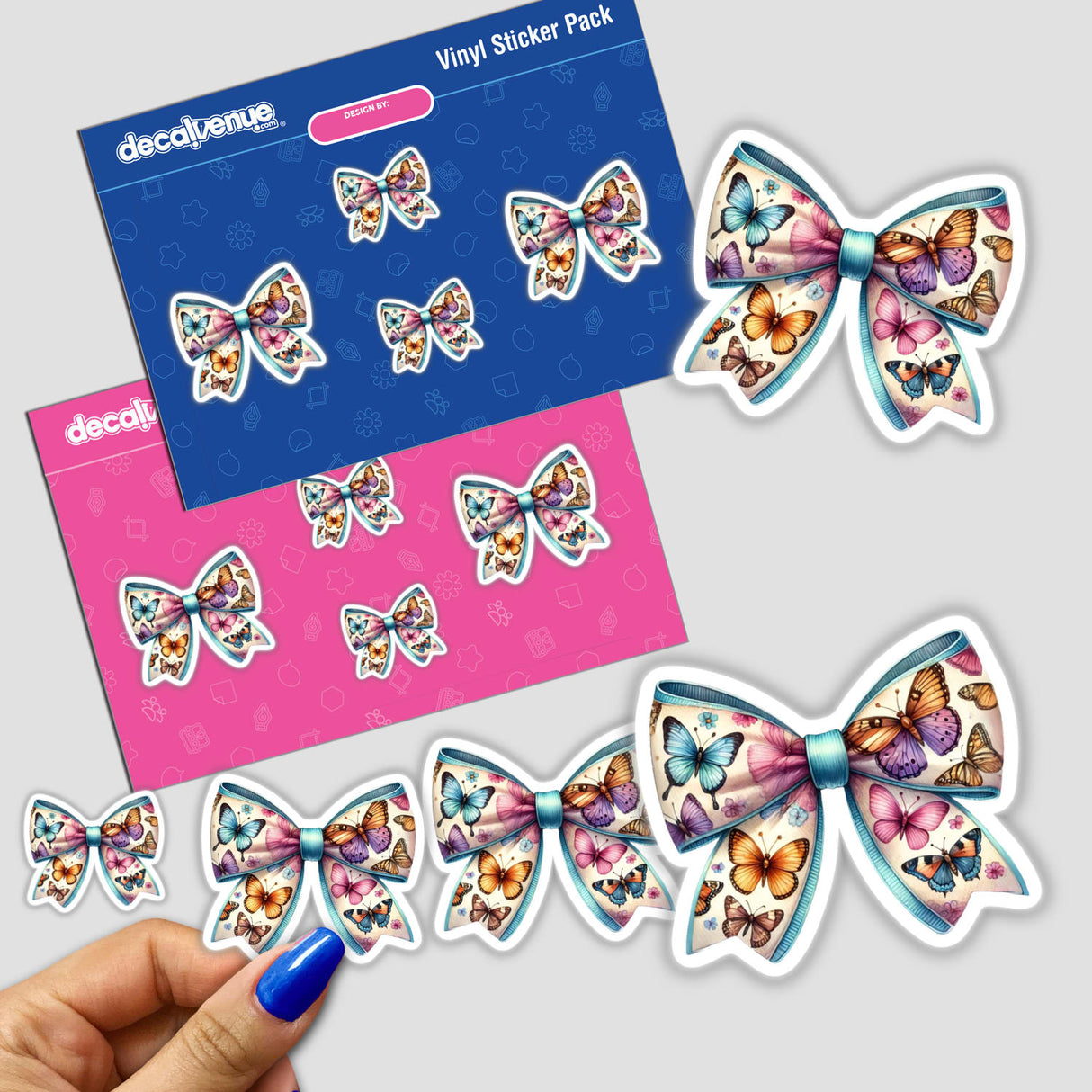 Vibrant Butterfly Pattern Coquette Bows
Colorful digital artwork stickers featuring a variety of patterned butterfly designs and ornamental bows, created by DecalVenue to express your unique style.