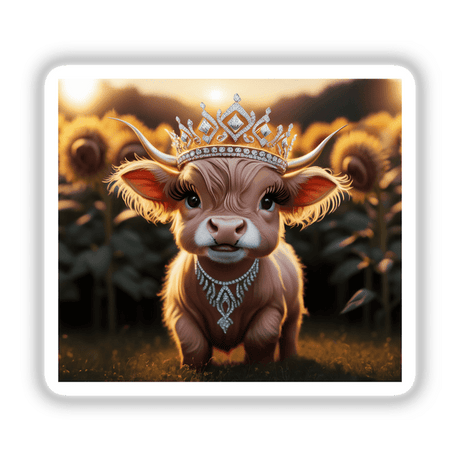 Baby Highland Cow Crown Sunflowers