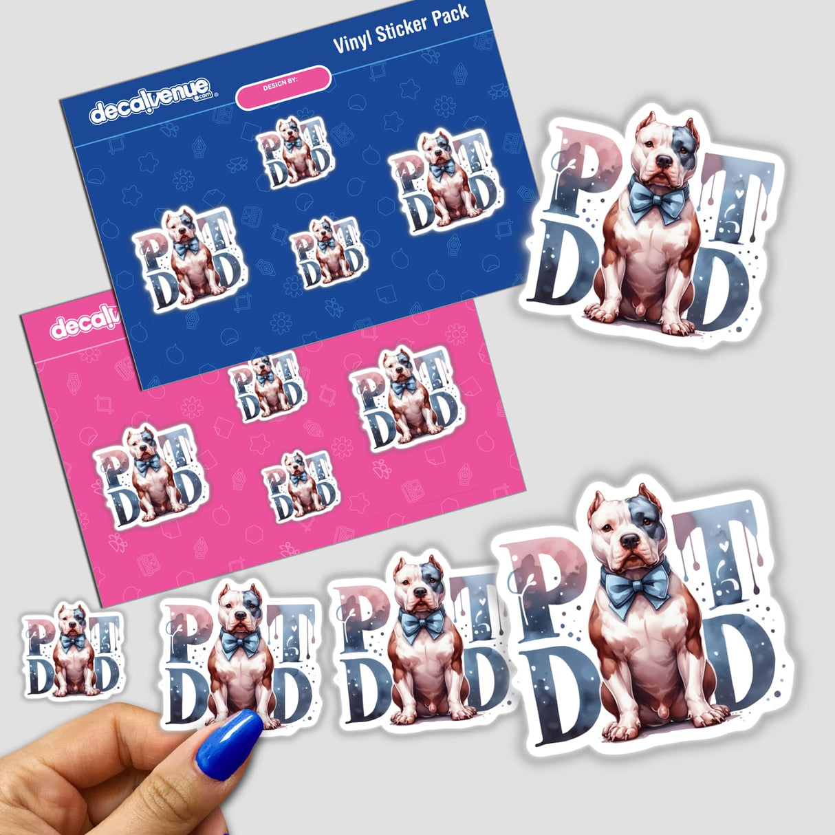 Watercolor Pit Dad Bowtie Pitbull Dog