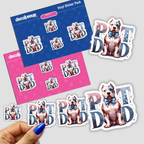 Watercolor Pit Dad Bowtie Pitbull Dog