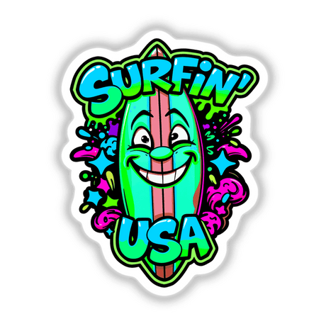 a sticker with the words surfin usa on it