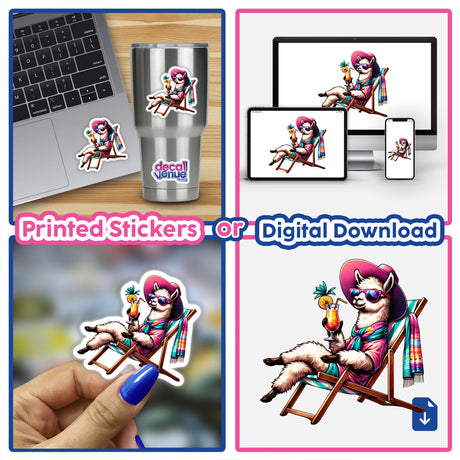 Sunbathing Llama Beach Chair Drink