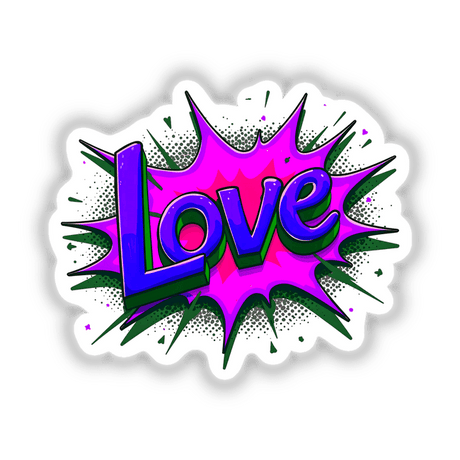 Love Valentine's Day artwork featuring vibrant graffiti-style letters. Available as stickers or digital art, this piece captures the essence of unique and colorful design.