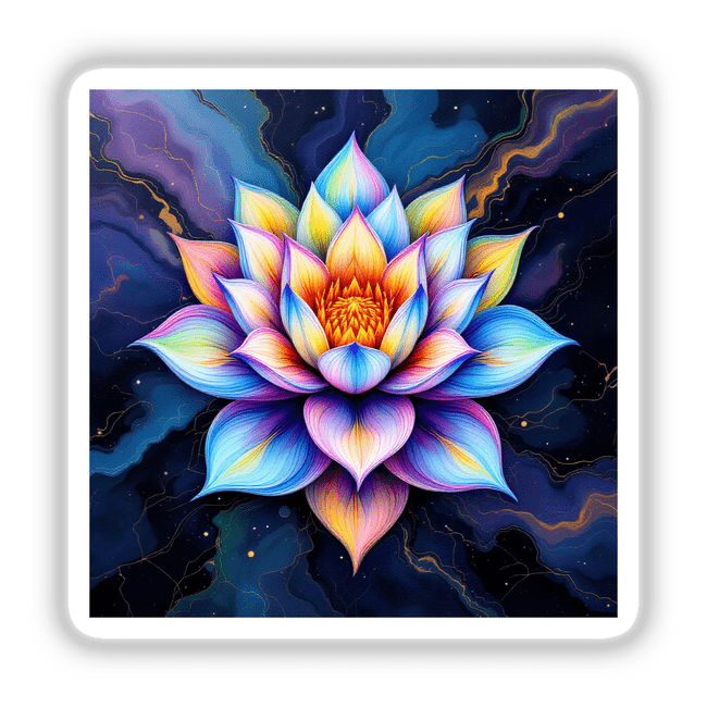 Lotus Flower Alcohol Ink Design featuring intricate petal details, available as stickers or digital artwork, representing Decal Venue's unique collection of artistic expressions.