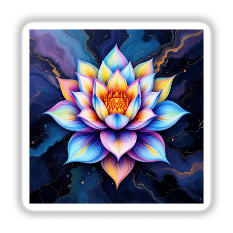 Lotus Flower Alcohol Ink Design featuring intricate petal details, available as stickers or digital artwork, representing Decal Venue's unique collection of artistic expressions.
