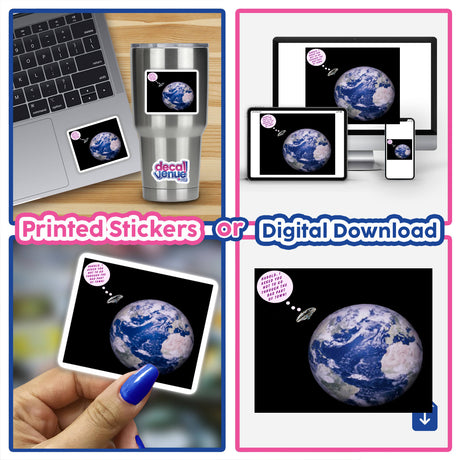 Collage of the earth images titled BAD PART OF TOWN, available as stickers or digital artwork.
