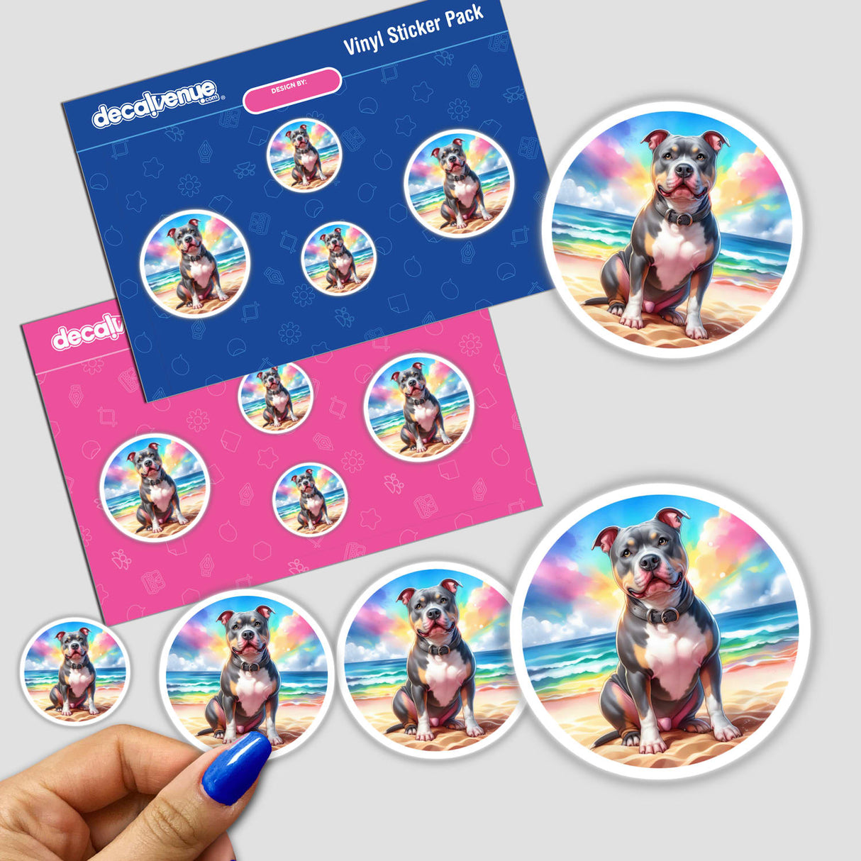 Colorful Beach Pitbull Dog