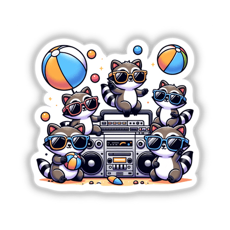 Raccoon Beach Party Sunglases Boombox