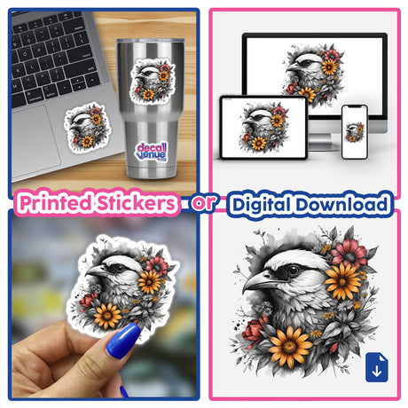 Bird Portrait Floral Accents PA28