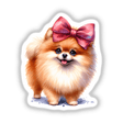 Fluffy Pomeranian dog with large pink bow digital artwork