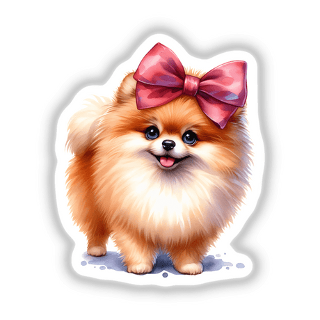 Fluffy Pomeranian Dog w/ Large Pink Bow