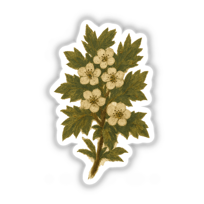 Missouri State Flower Sticker or Clipart featuring Hawthorn Blossom Art, ideal for digital artwork or stickers, available with commercial rights. Perfect for adding botanical charm from Decal Venue.