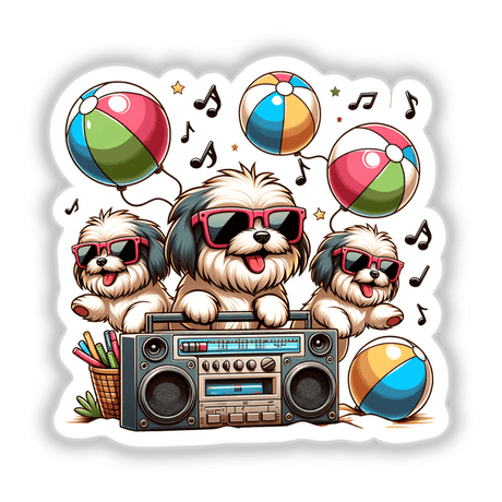 Havanese Dog Beach Party Sunglasses Boombox