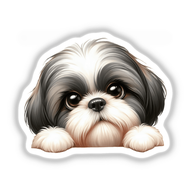 Cute Peeking Face Shih Tzu Dog
