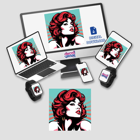 Pop art 3 features a dynamic, bold design available as stickers or digital artwork, capturing the vibrant, eclectic essence typical of Decal Venue's unique vinyl sticker and digital art offerings.