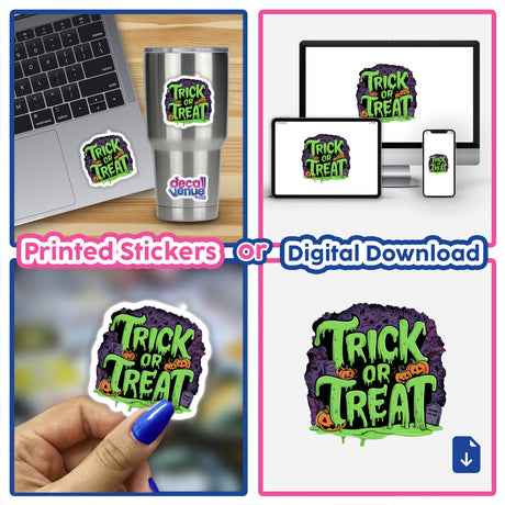Trick or Treat Glob and Halloween Pumpkins - Printed stickers and digital downloads for Halloween decorations and expressions of spooky style