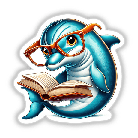 Dolphin With Reading Glasses Open Book