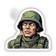 Cartoon of a man wearing a helmet, titled Soldado Caolha. Available as stickers or digital artwork from Decal Venue.