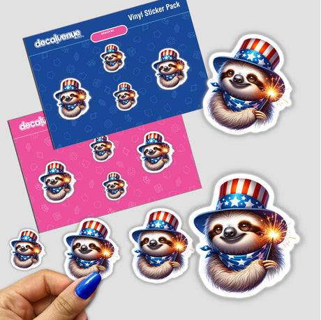 Sloth Holding Sparkler 4th of July