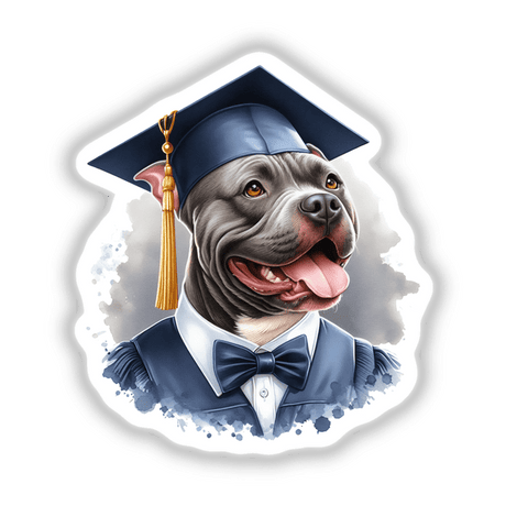 Watercolor Pitbull Dog Proud Graduate
