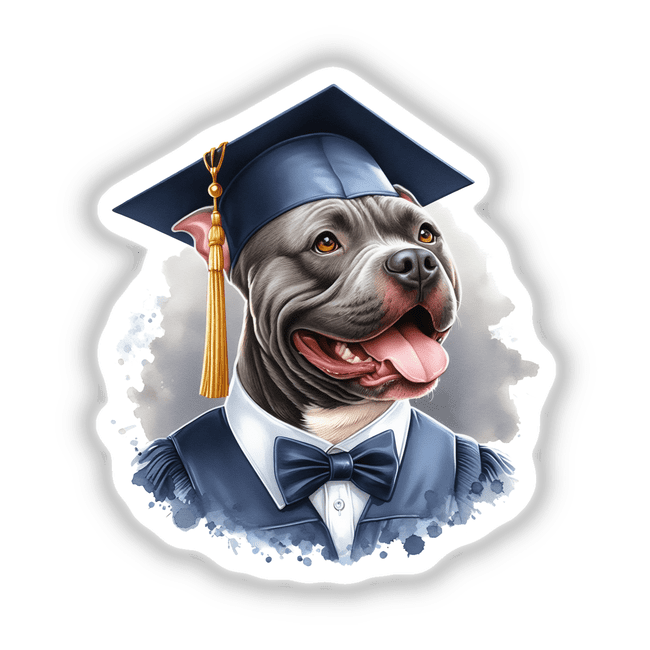 Watercolor Pitbull Dog Proud Graduate