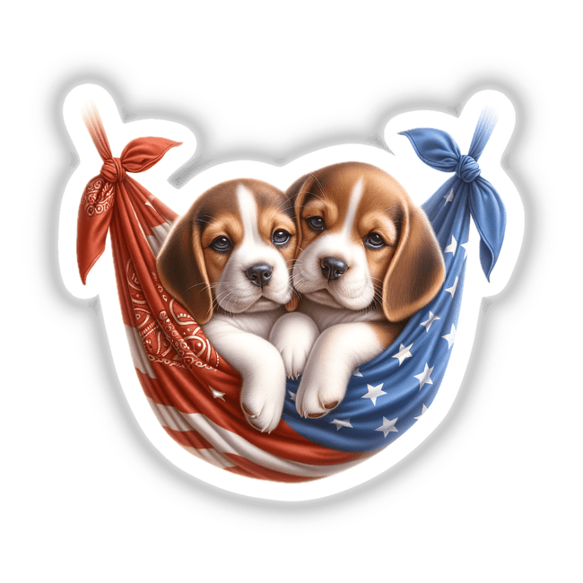 Beagle Dogs in American Flag Bandana Hammock