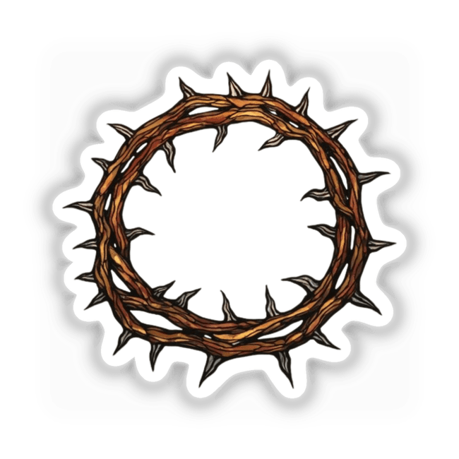Stained Glass Crown of Thorns Clipart with Commercial Rights & Christian Sticker, featuring a circular thorn design, available as a unique vinyl sticker or digital artwork, from Decal Venue.