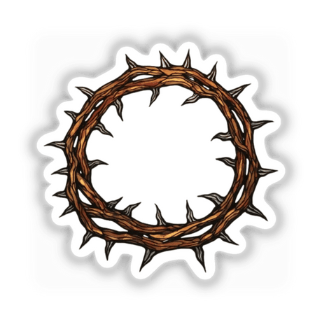 Stained Glass Crown of Thorns Clipart with Commercial Rights & Christian Sticker, featuring a circular thorn design, available as a unique vinyl sticker or digital artwork, from Decal Venue.