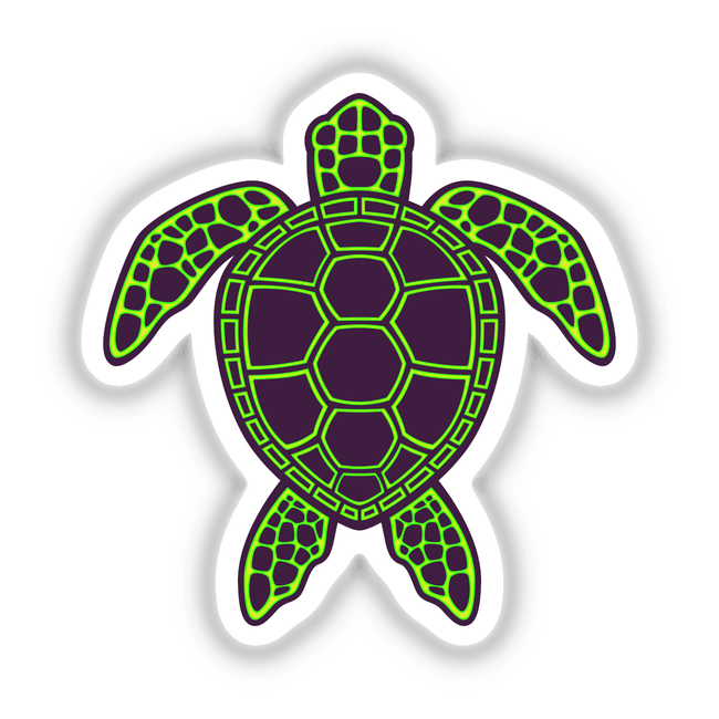 Green Neon Lava Sea Turtle Design featuring a vibrant, stylized turtle graphic, available as stickers or digital artwork. Perfect for adding a unique touch from Decal Venue to your collection.